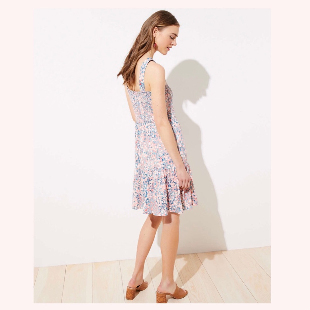 NWT LOFT Wildflower Smocked Strappy Dress - Picture 3 of 5